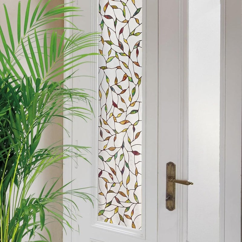 Artscape Cascade Sidelight | Window Privacy Film Stained Glass Pattern | Non-Adhesive & UV Protection | Easy to Apply & Removable | 12 x 83 inches | Made in USA - Image 1